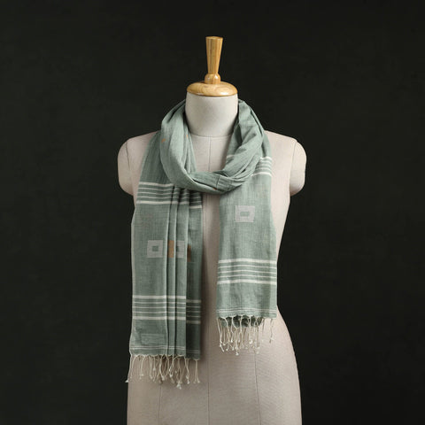 Handloom cotton burdwan jamdani stole with tassels 03