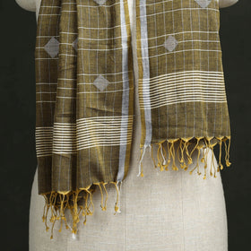 Handloom cotton burdwan jamdani stole with tassels 07