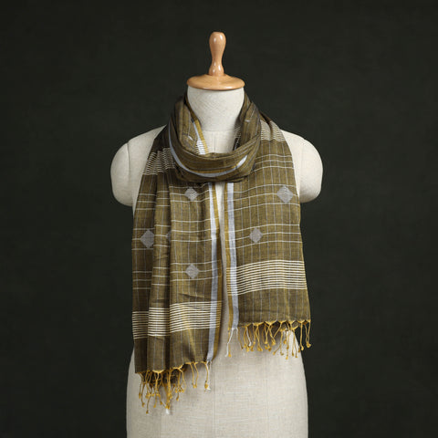 Handloom cotton burdwan jamdani stole with tassels 07