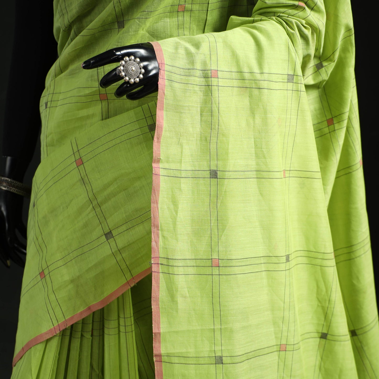 Green - handloom cotton buti checks srikakulam jamdani