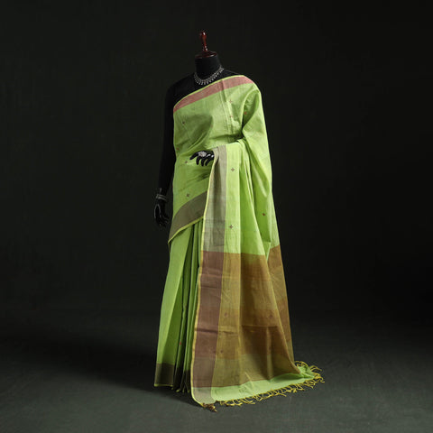 Green - handloom cotton buti srikakulam jamdani saree 04