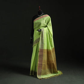Green - handloom cotton buti srikakulam jamdani saree 04