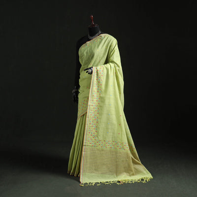Green - handloom cotton buti srikakulam jamdani saree 05