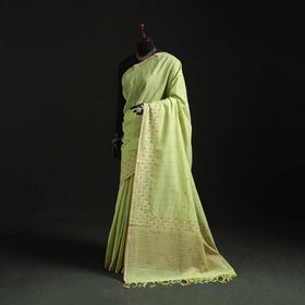 Green - handloom cotton buti srikakulam jamdani saree 05