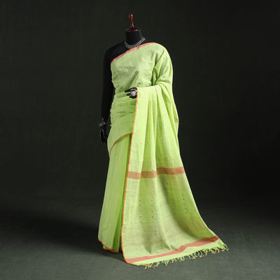 Green - handloom cotton buti srikakulam jamdani saree 14