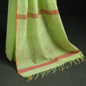 Green - handloom cotton buti srikakulam jamdani saree 14