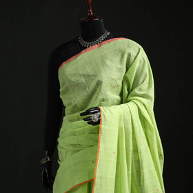 Green - handloom cotton buti srikakulam jamdani saree 14
