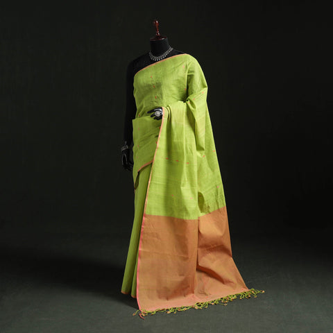 Green - handloom cotton buti srikakulam jamdani saree 15
