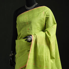Green - handloom cotton buti srikakulam jamdani saree 15
