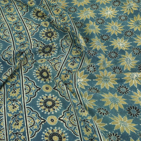 Green Handloom Cotton Block Print Double Ajrakh Bed Sheet