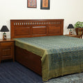 Green Handloom Cotton Block Print Double Ajrakh Bed Sheet