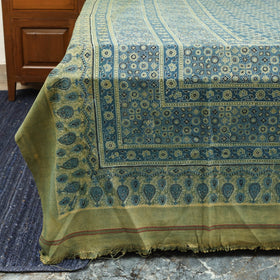 Green Handloom Cotton Block Print Double Ajrakh Bed Sheet