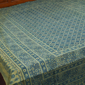 Green Handloom Cotton Block Print Double Ajrakh Bed Sheet