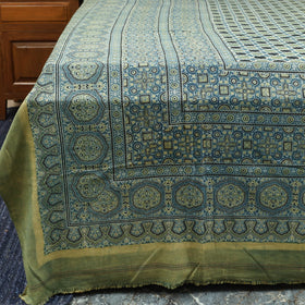Green Handloom Cotton Block Print Double Ajrakh Bed Sheet