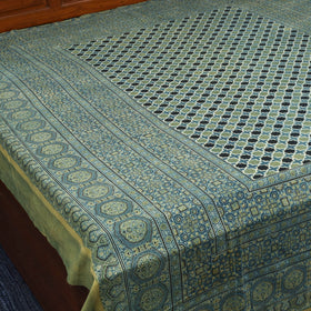 Green Handloom Cotton Block Print Double Ajrakh Bed Sheet