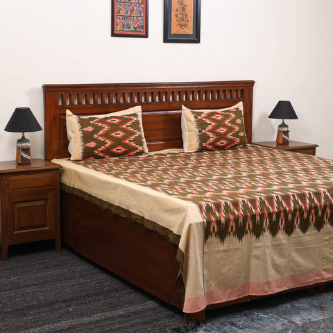 Handloom cotton double pochampally ikat bed sheet set (108