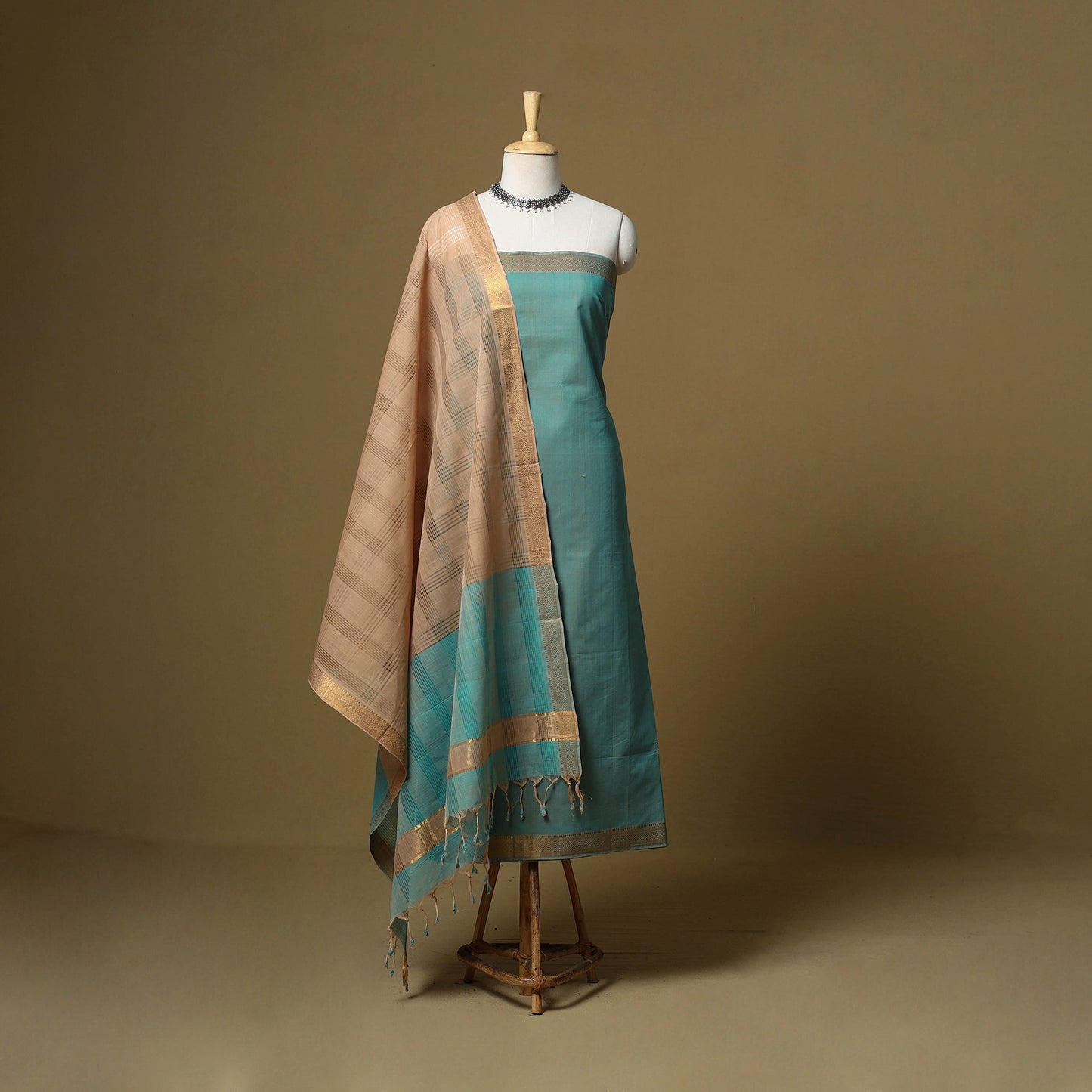Handloom cotton mangalagiri 3pc unstitched dress material
