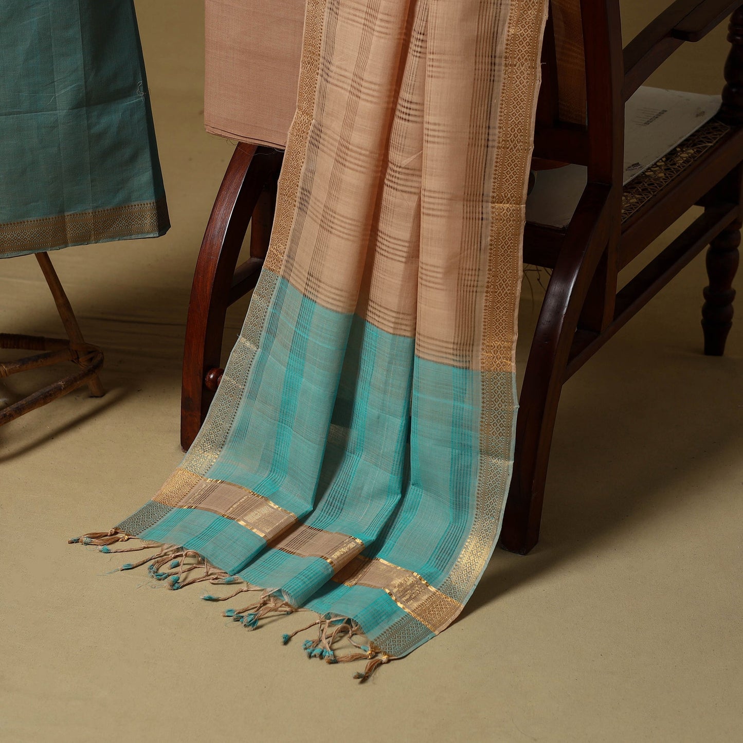 Handloom cotton mangalagiri 3pc unstitched dress material