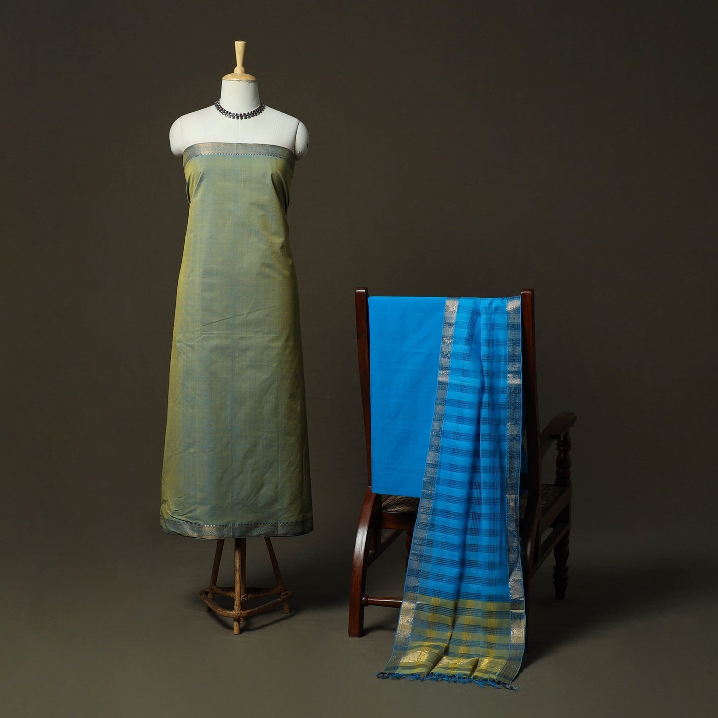 Handloom cotton mangalagiri 3pc unstitched dress material