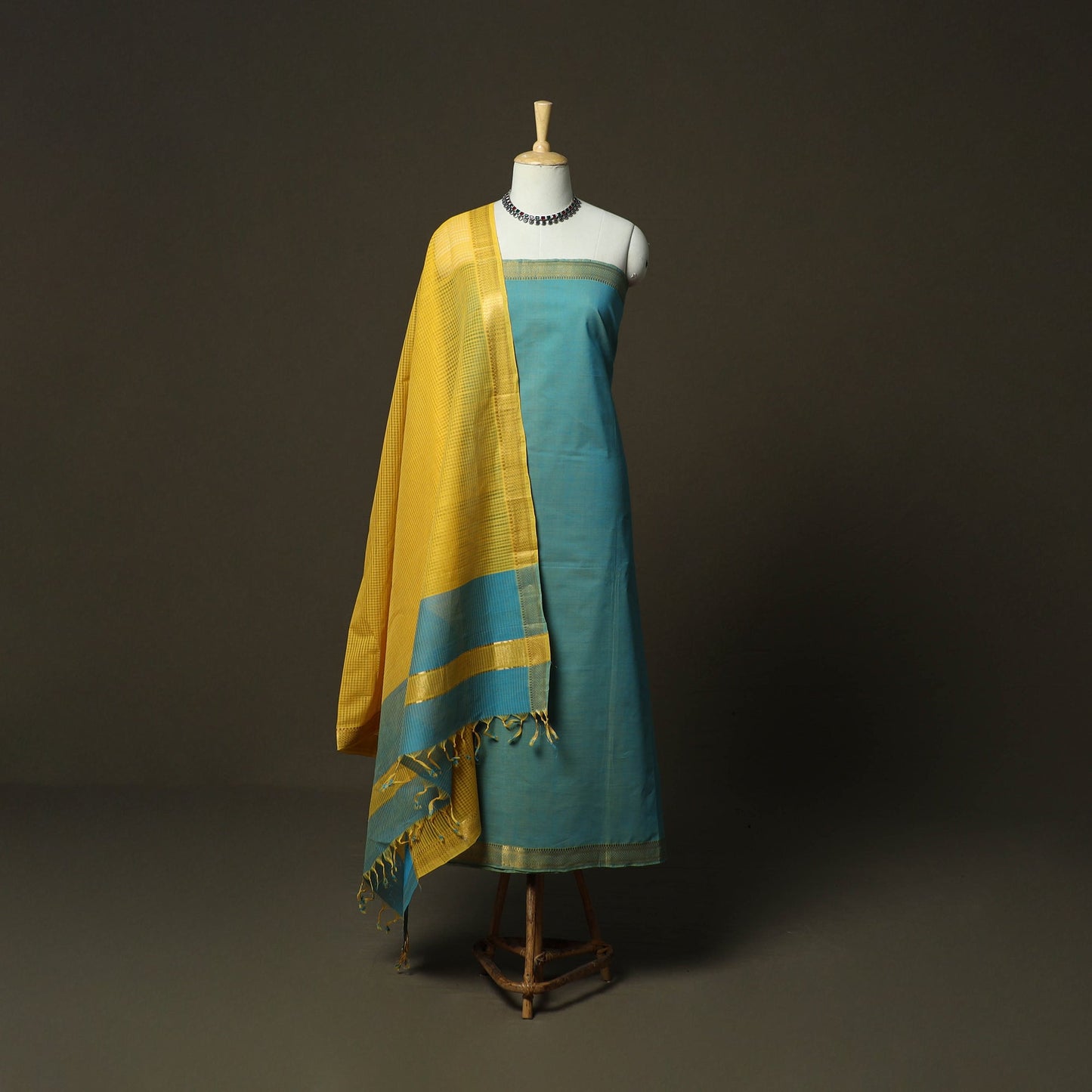 Handloom cotton mangalagiri 3pc unstitched dress material