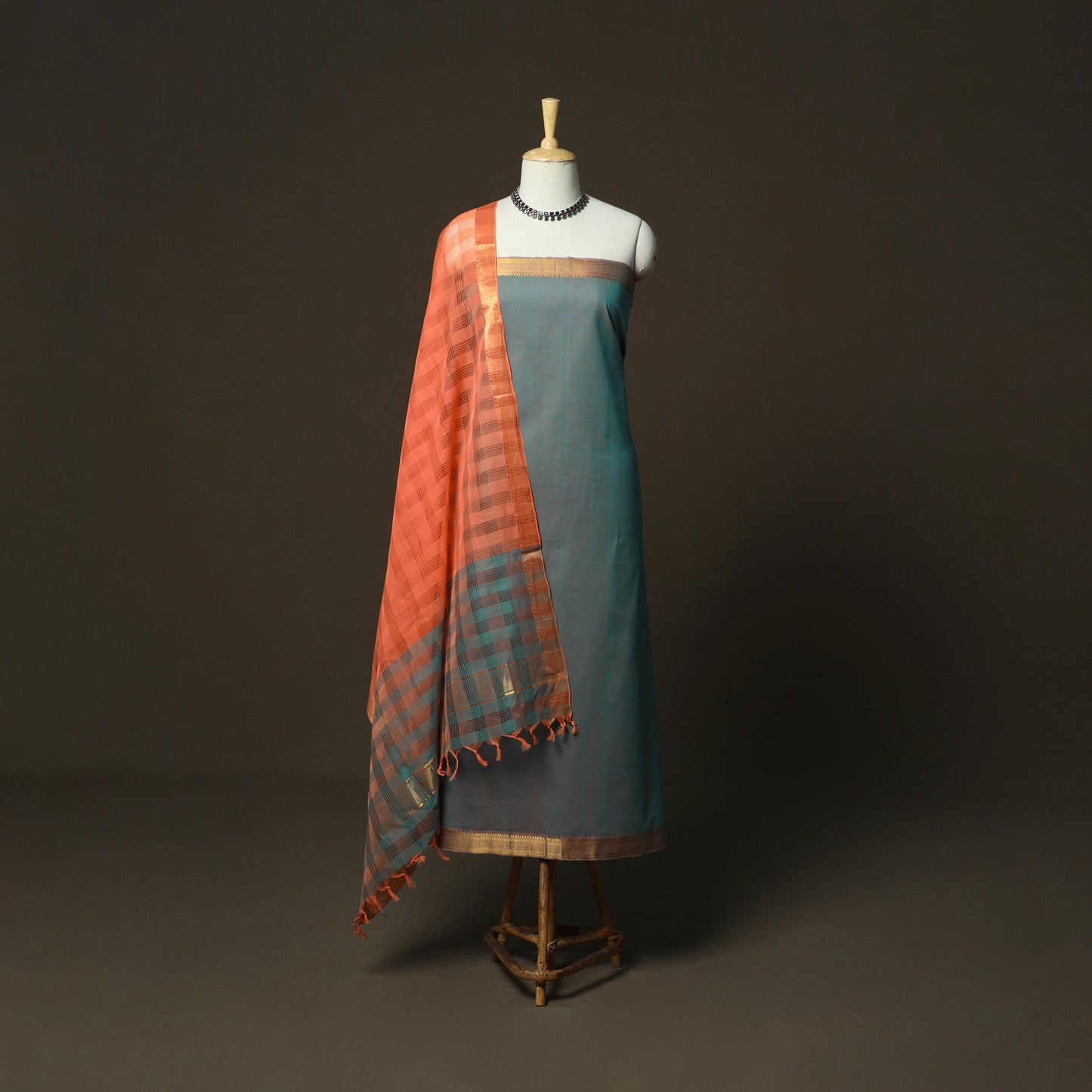 Handloom cotton mangalagiri 3pc unstitched dress material