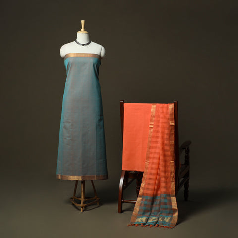 Handloom cotton mangalagiri 3pc unstitched dress material