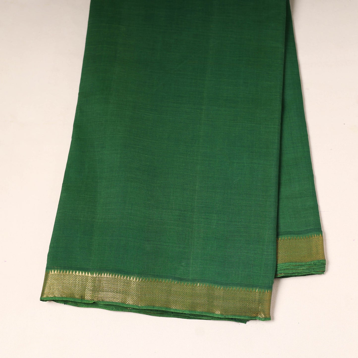 Green - handloom cotton mangalagiri fabric with zari border