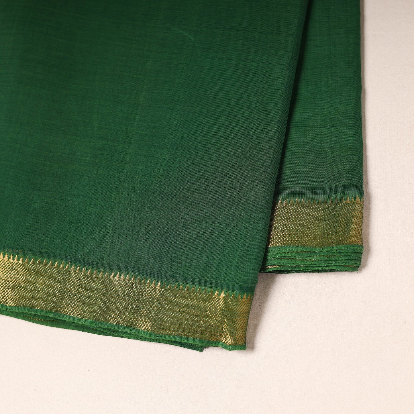 Green - handloom cotton mangalagiri fabric with zari border