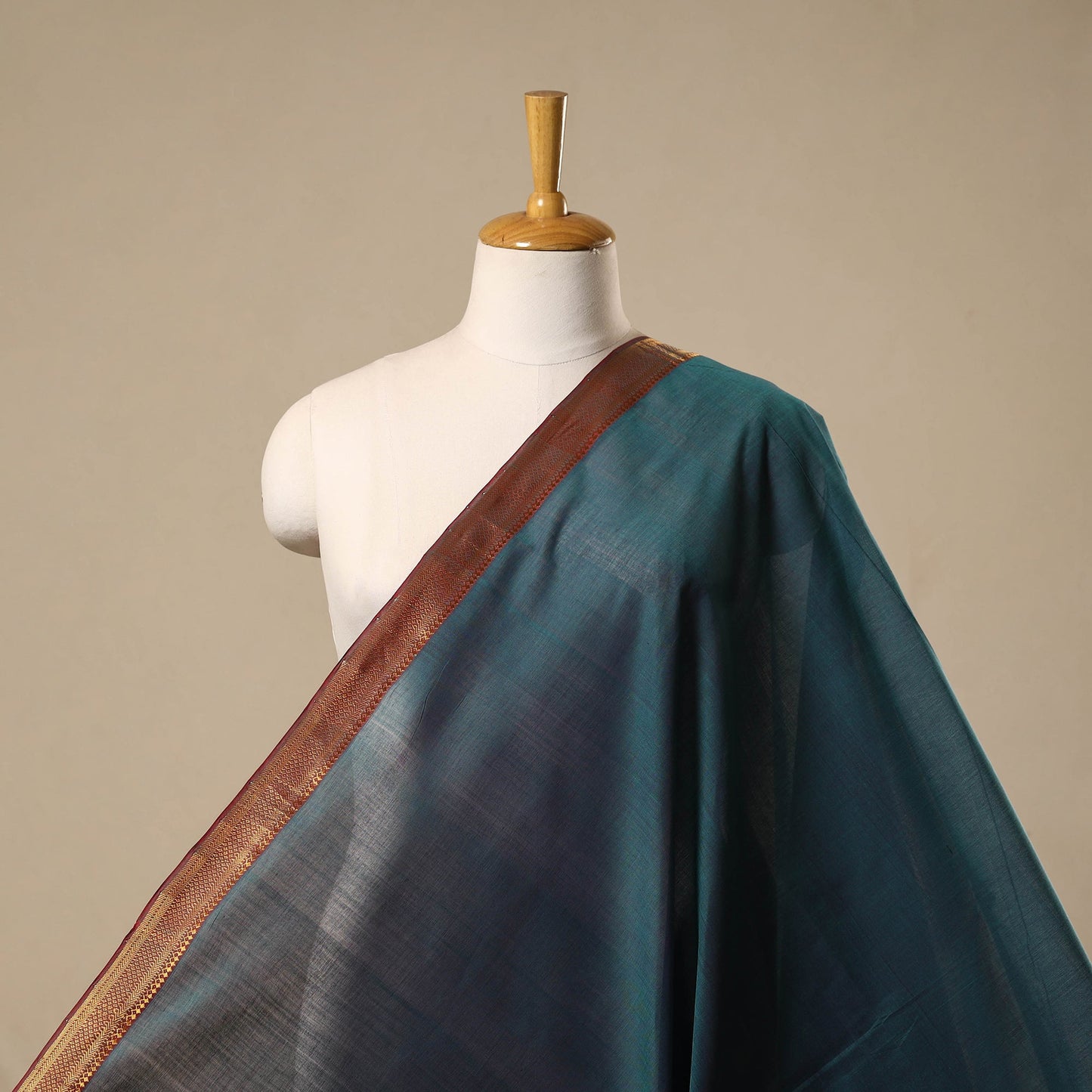 Green - handloom cotton mangalagiri fabric with zari border