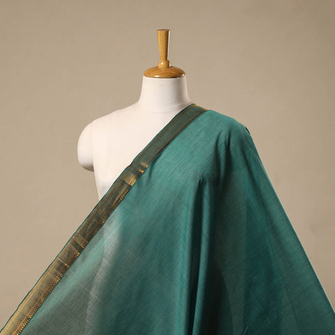 Green - handloom cotton mangalagiri fabric with zari border