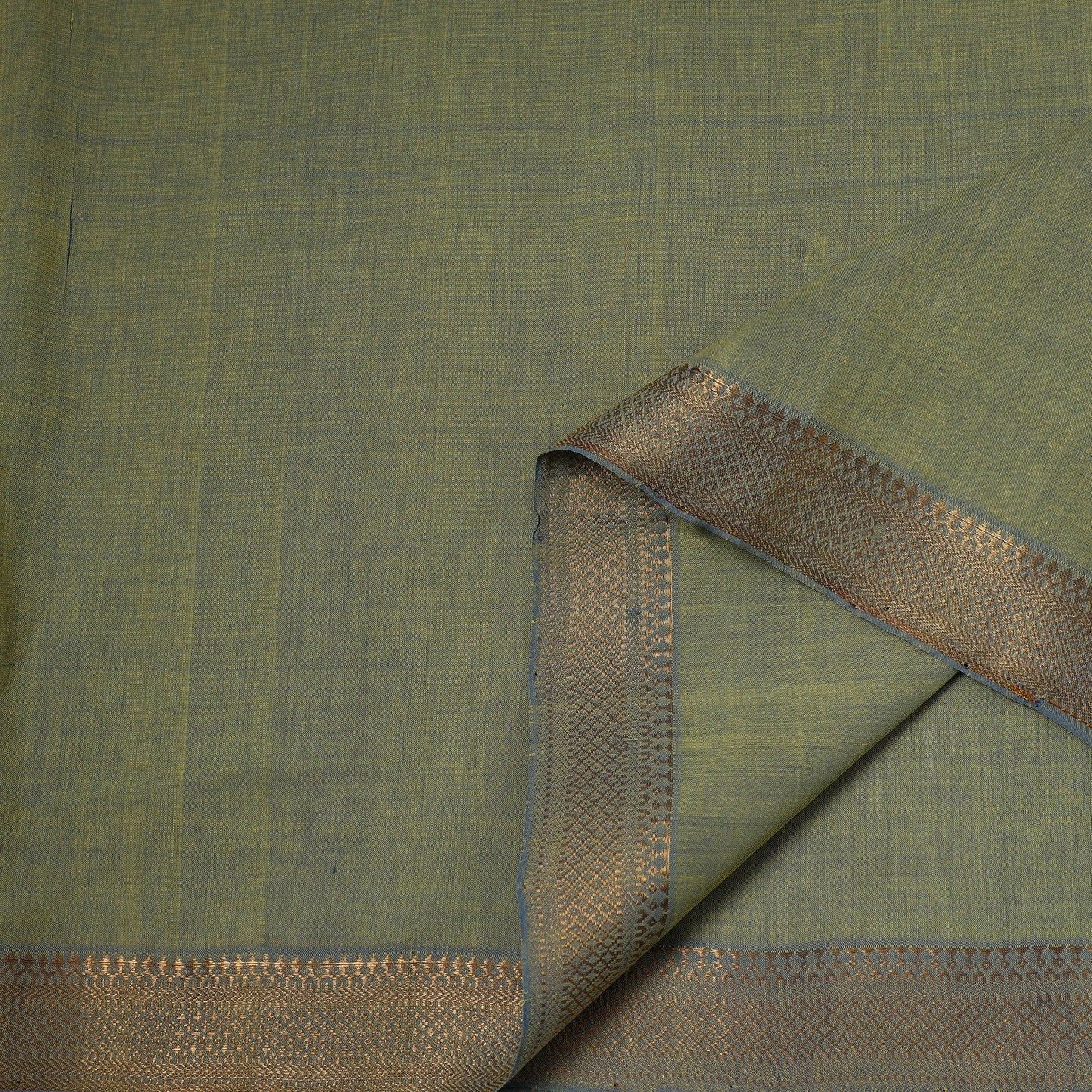 Green - handloom cotton mangalagiri fabric with zari border