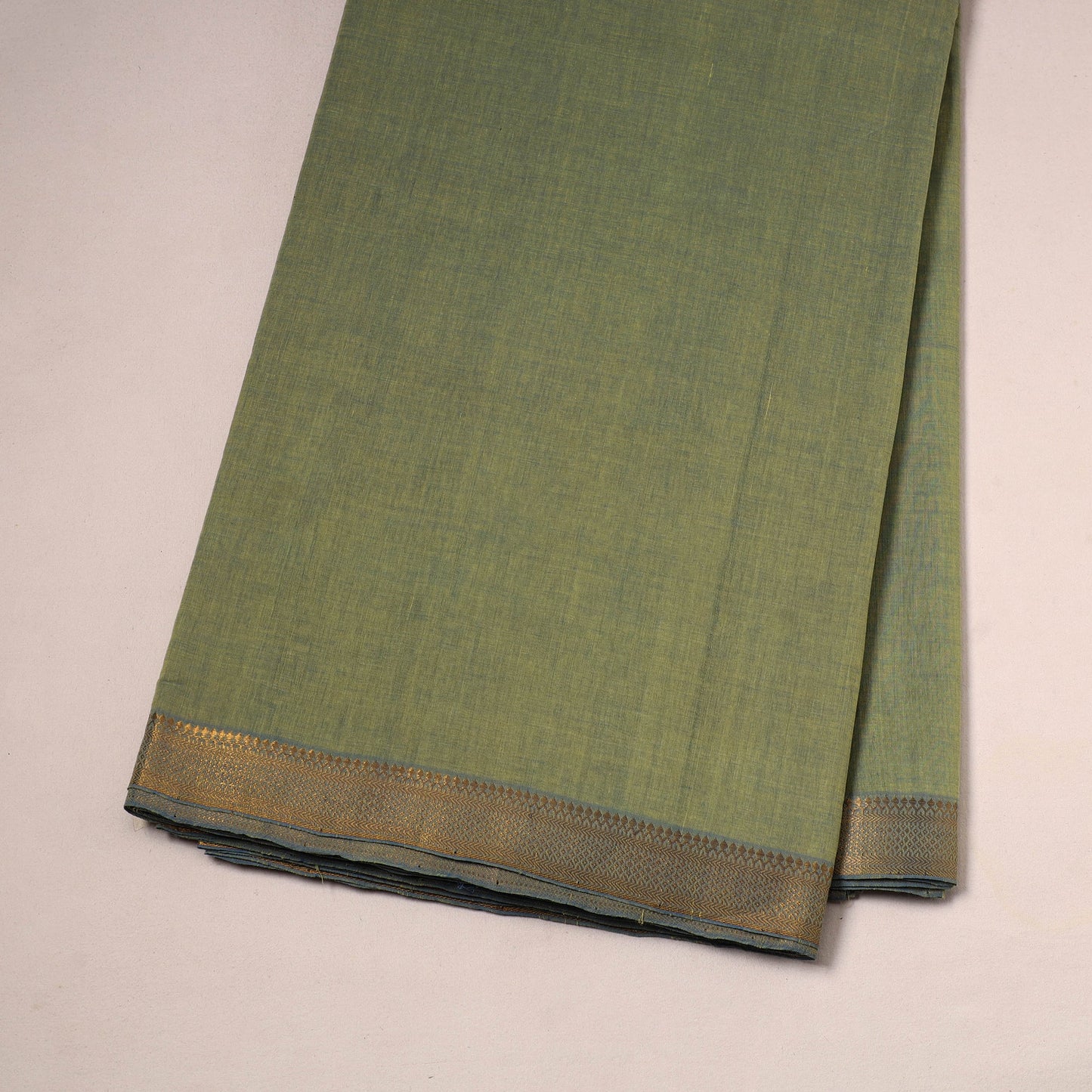 Green - handloom cotton mangalagiri fabric with zari border