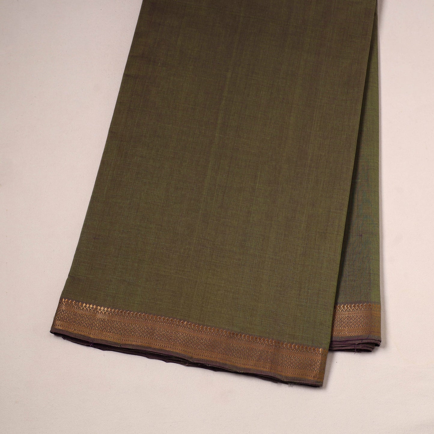 Green - handloom cotton mangalagiri fabric with zari border