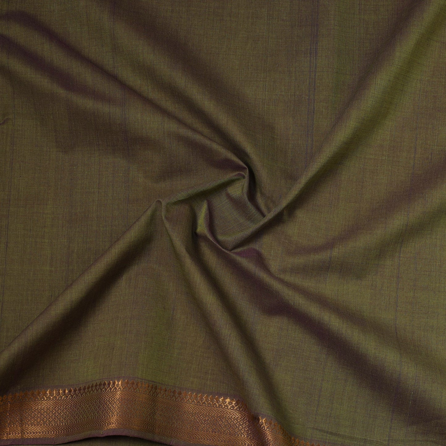 Green - handloom cotton mangalagiri fabric with zari border