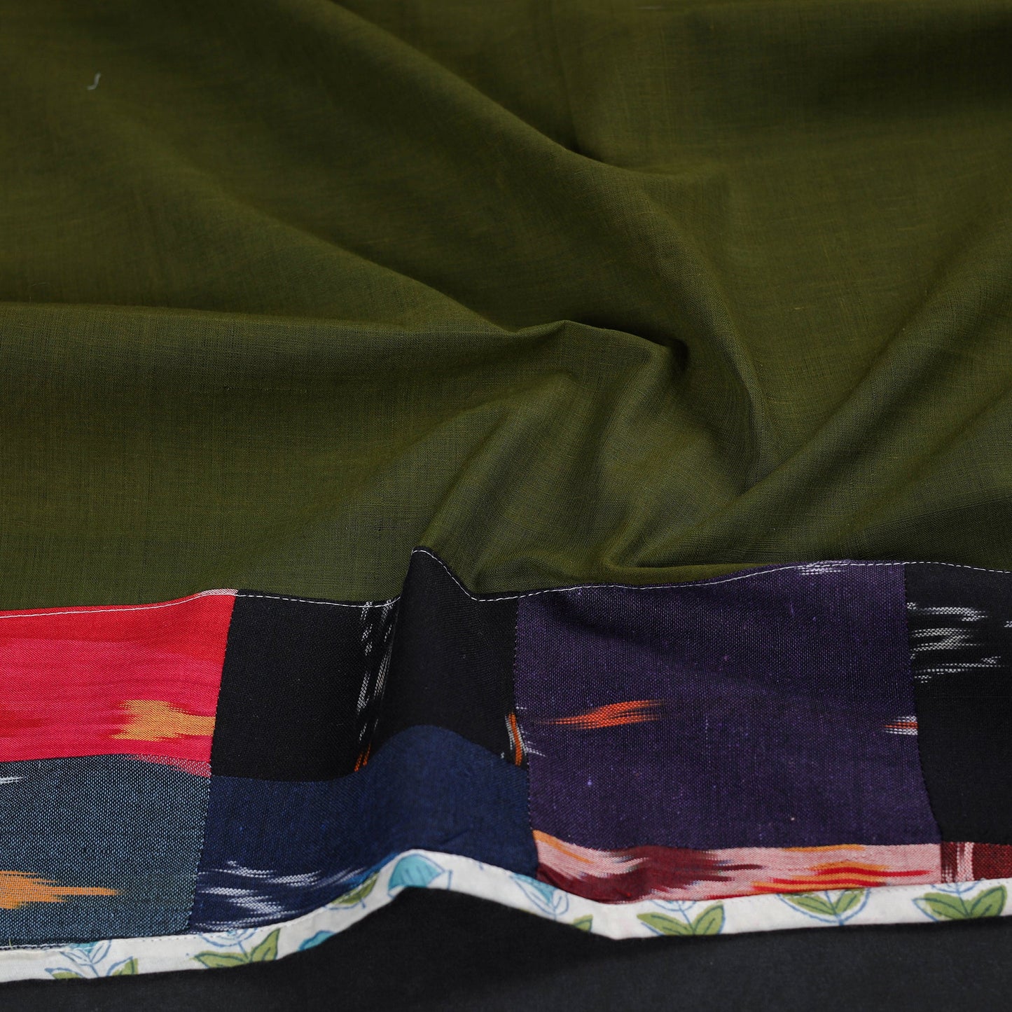 Green - handloom cotton mangalagiri stole 02 - handcrafted