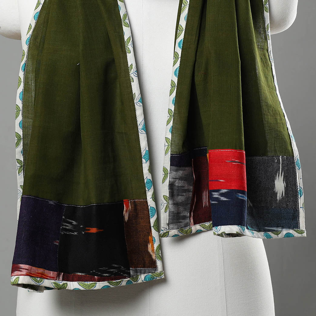 Green - handloom cotton mangalagiri stole 02 - handcrafted