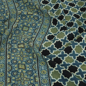 Green Handloom Cotton Block Print Double Ajrakh Bed Sheet