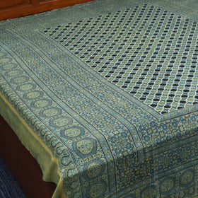 Green Handloom Cotton Block Print Double Ajrakh Bed Sheet
