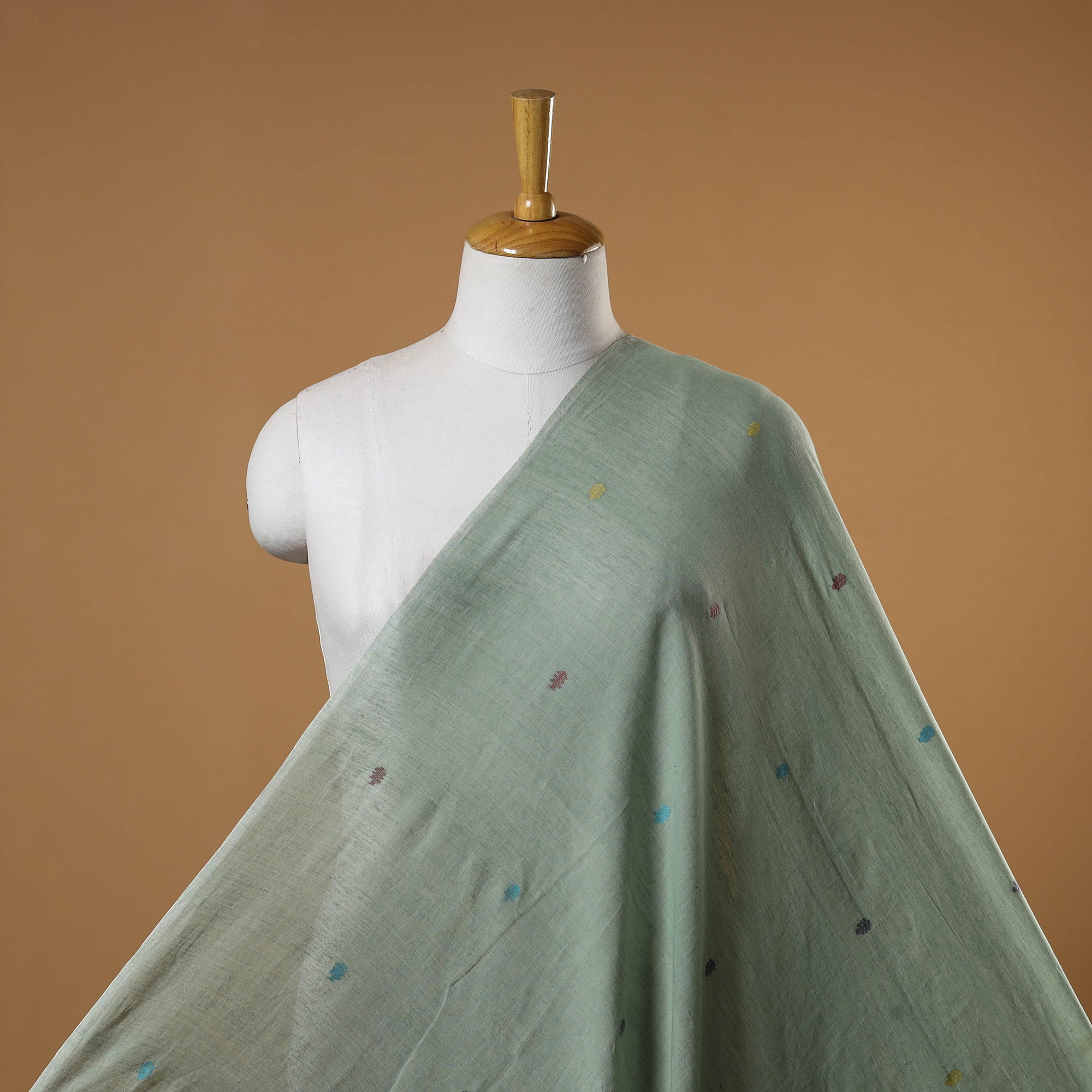 Green - Phulia Jamdani Silk Cotton 2pc Unstitched Dress Material 32