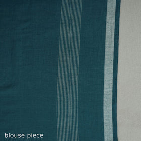 Green - handloom cotton phulia jamdani saree with tassels