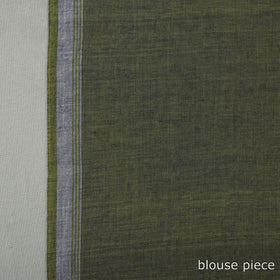 Green - handloom cotton phulia jamdani saree with tassels