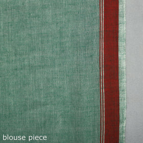 Green - handloom cotton phulia jamdani saree with tassels