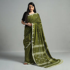  Handloom Cotton Phulia Jamdani Saree with Tassels