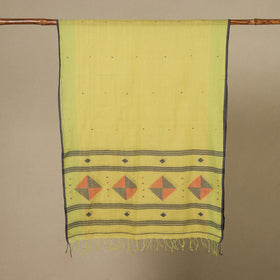 Green - handloom cotton phulia jamdani stole with tassels