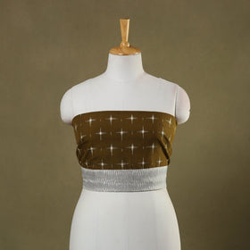 Green Handloom Cotton Pochampally Double Ikat Blouse Piece