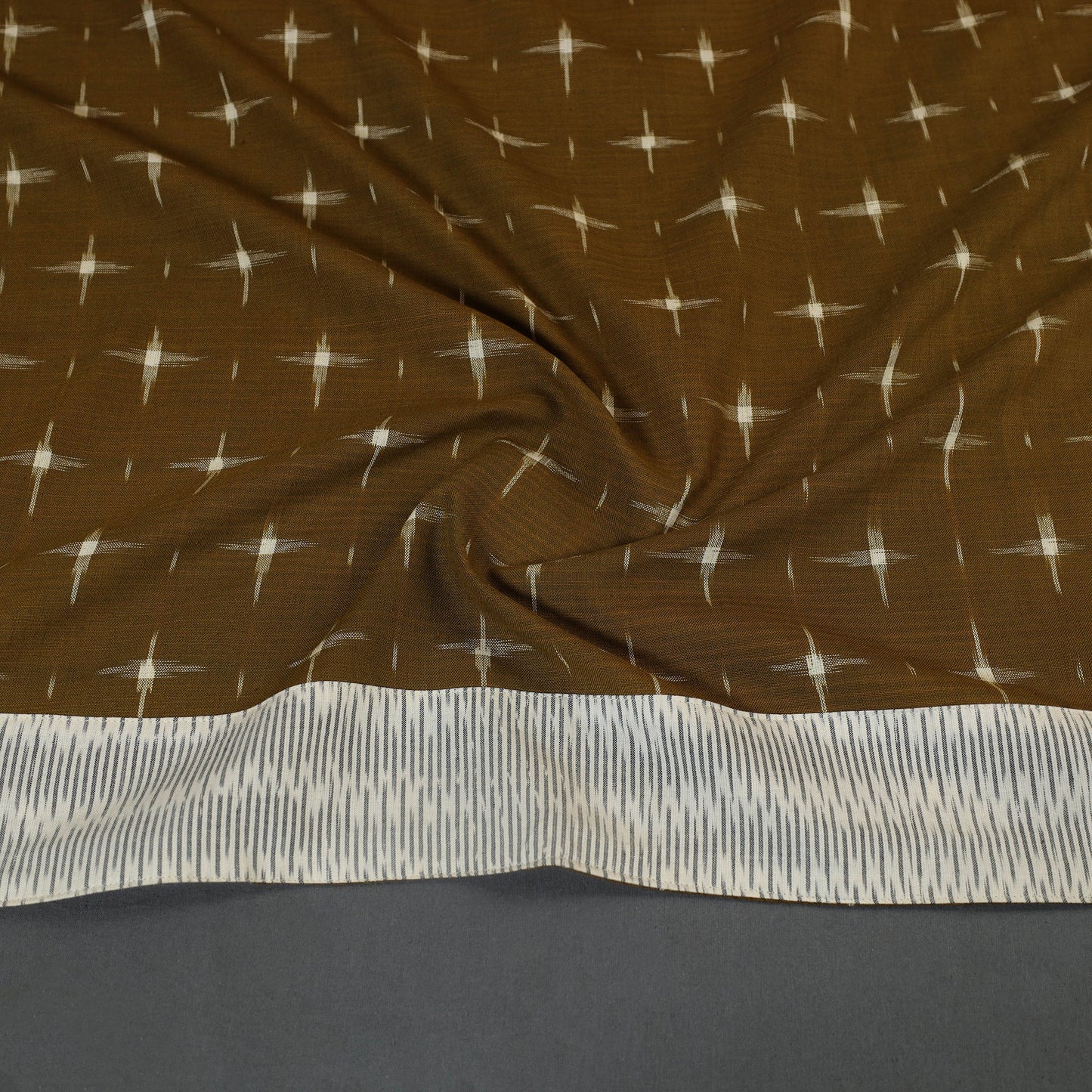 Green Handloom Cotton Pochampally Double Ikat Blouse Piece