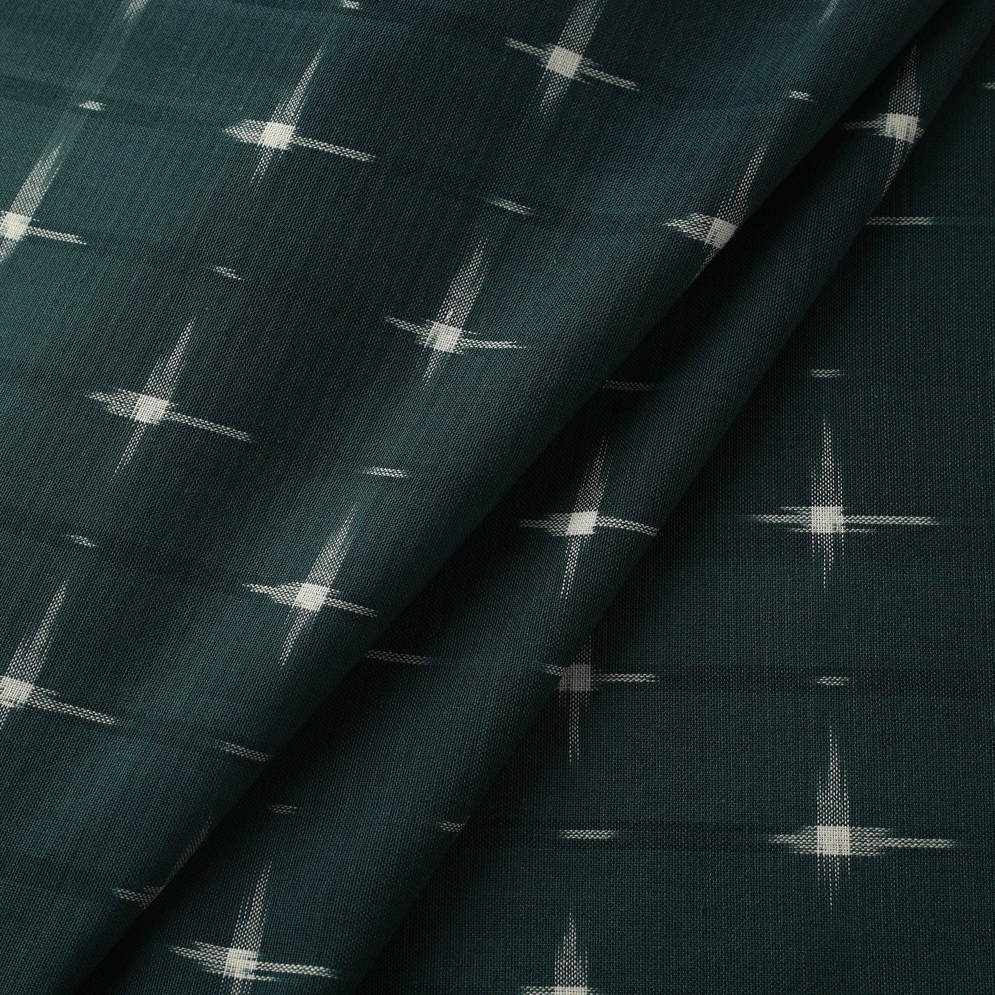 Buy Green Handloom Cotton Pochampally Double Ikat Fabric Online