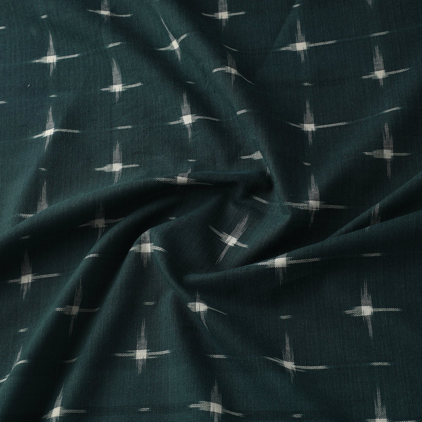 Buy Green Handloom Cotton Pochampally Double Ikat Fabric Online