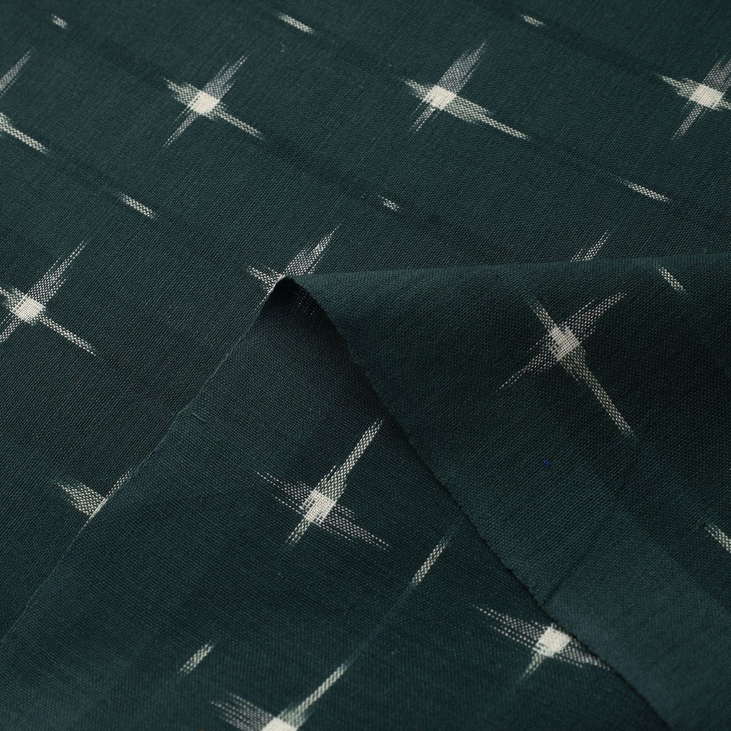 Buy Green Handloom Cotton Pochampally Double Ikat Fabric Online