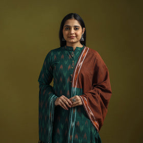 Handloom cotton pochampally ikat 3pc kurta set for women 10